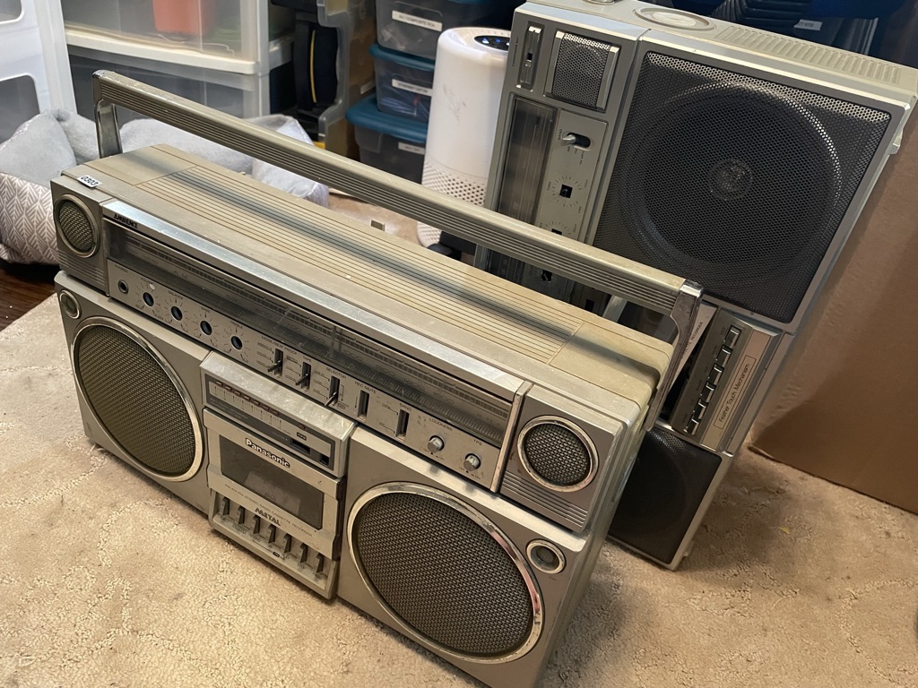 Boomboxes: 1982 Sears model 2192 and Panasonic RX-5150