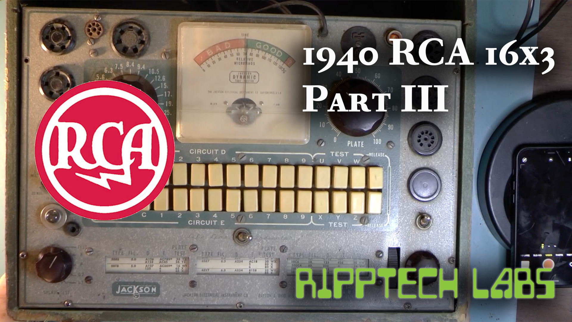RCA 16x3 Vintage Radio Restore: Testing vacuum tubes on my Jackson tube tester (Pt 3)
